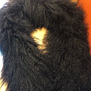 Mongolian Fur Black Scarf